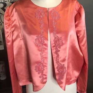 Vintage Jacket Satin Coral Embellished Easter